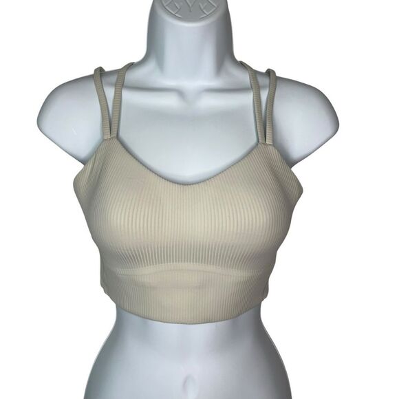 Lululemon Natural Ivory Like A Cloud Ribbed Longline Light Support Bra - Picture 1 of 11